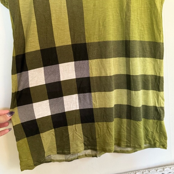 Burberry Brit Olive Plaid Short Sleeve Top size medium - Picture 5 of 9